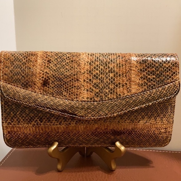Snakeskin convertible clutch and matching wallet